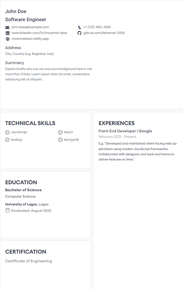 Resume template