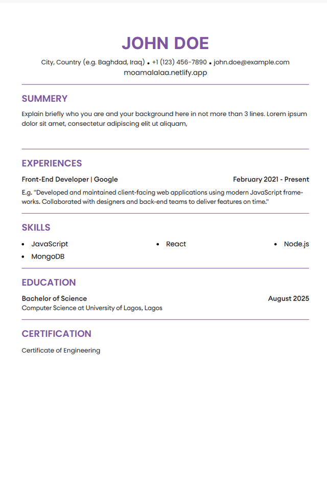 Resume template