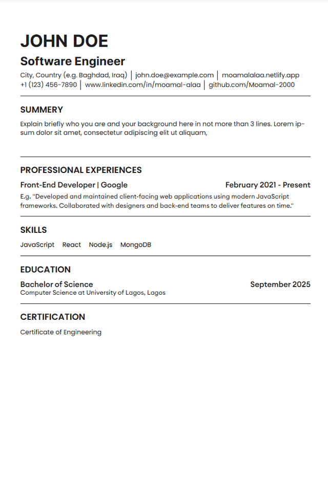 Resume template